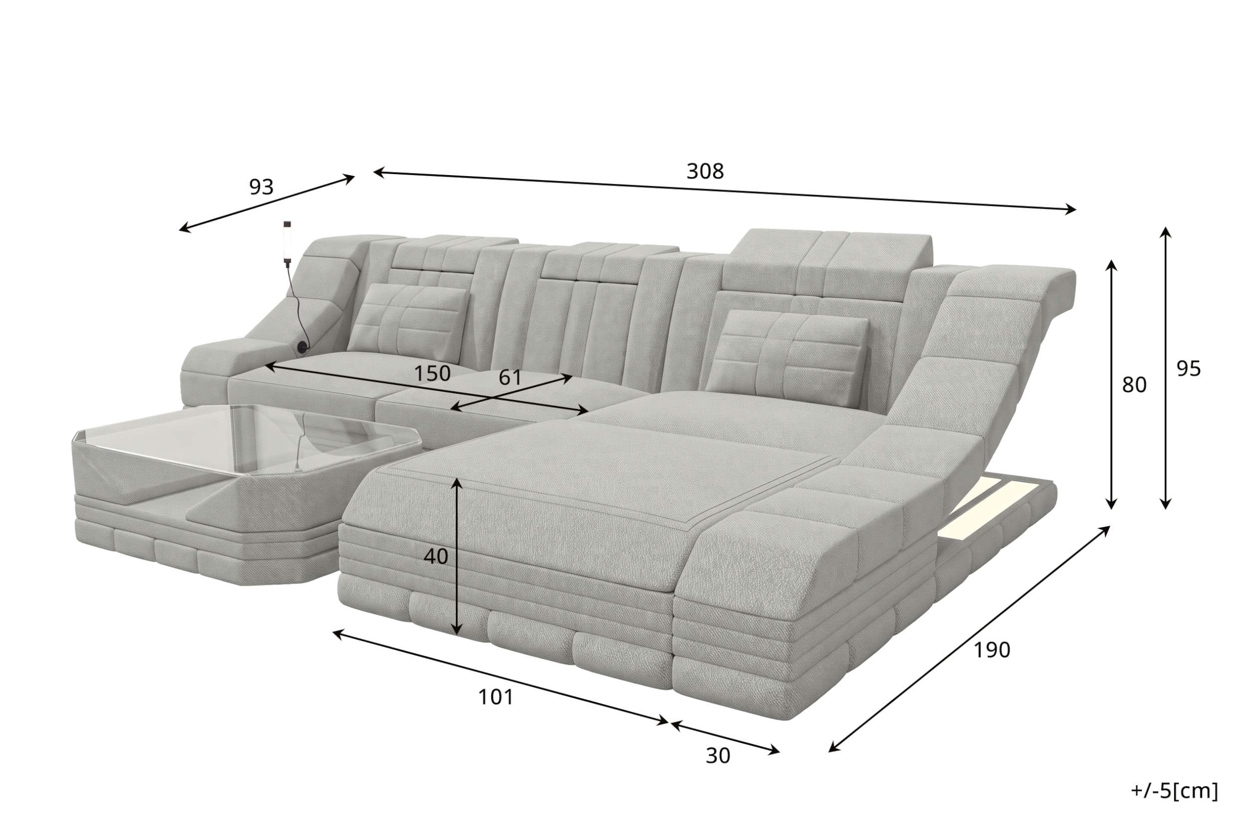 Ecksofa Turino L Form Stoffsofa Blau