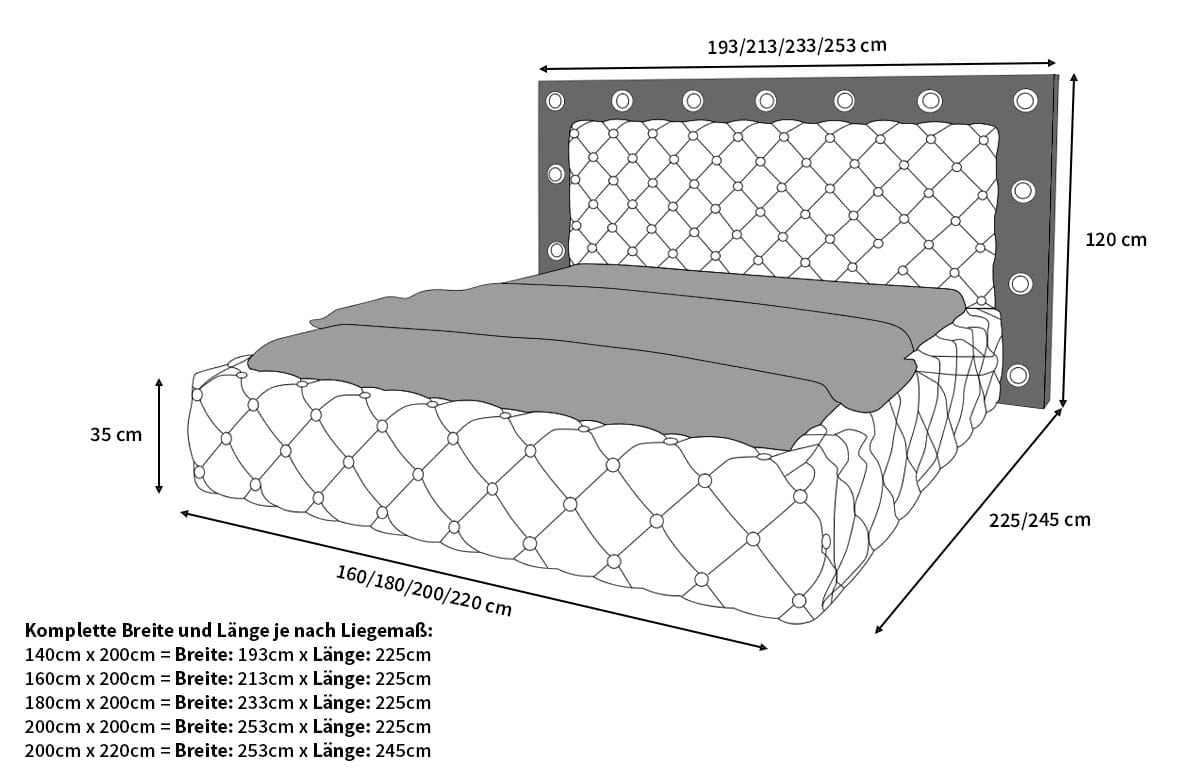 Wasserbett Alessandria mit Steppung und LED-Spots Beige