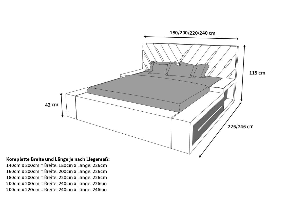 Wasserbett Contrada mit LED und zweifarbigem Design Beige-Weiß