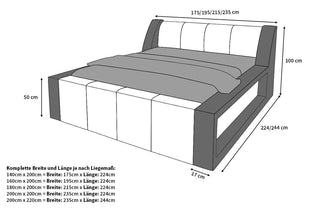 Wasserbett Fermo mit LED und markanter Struktur Beige-Weiß