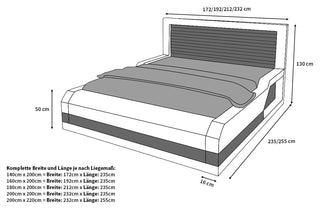 Wasserbett Treviso mit LED und klarer Linienführung Beige-Weiß