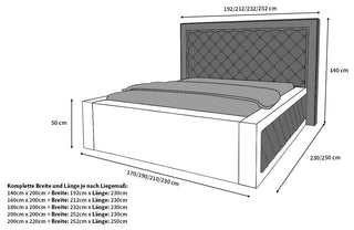 Wasserbett Varese mit Steppung und LED-Kopfteil Beige