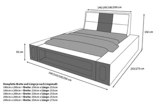 Wasserbett Venosa mit LED und großen Seitenboxen Beige-Weiß