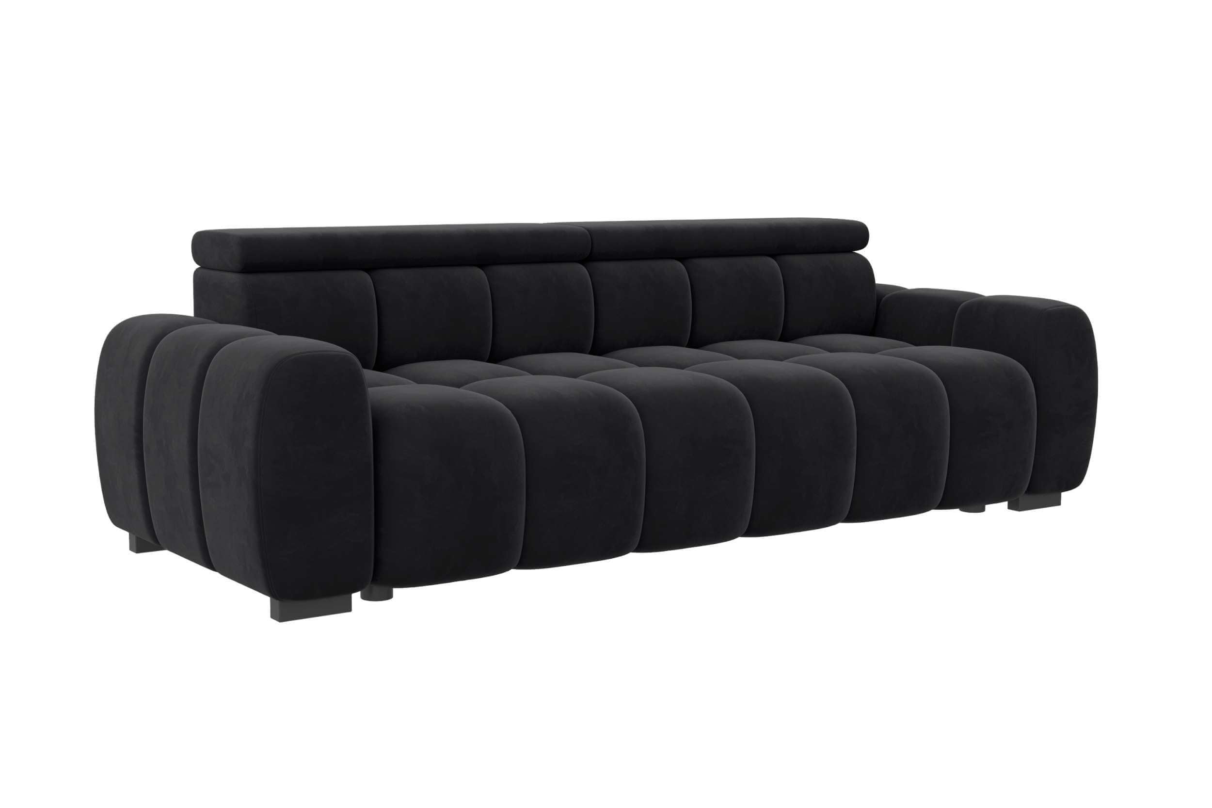 Bigsofa Santorin im Samt Stoffbezug Schwarz