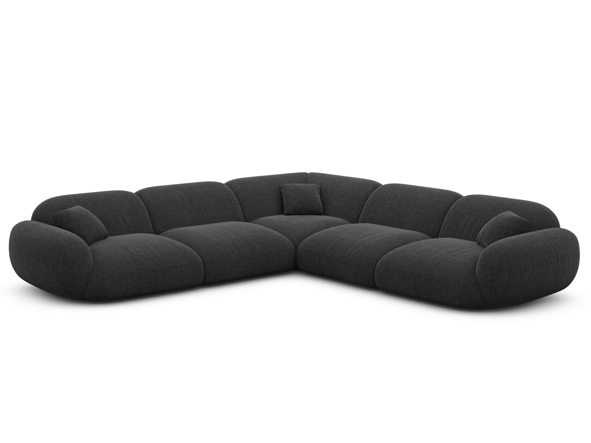 Ecksofa Alcazar L-Form aus Stoff Schwarz