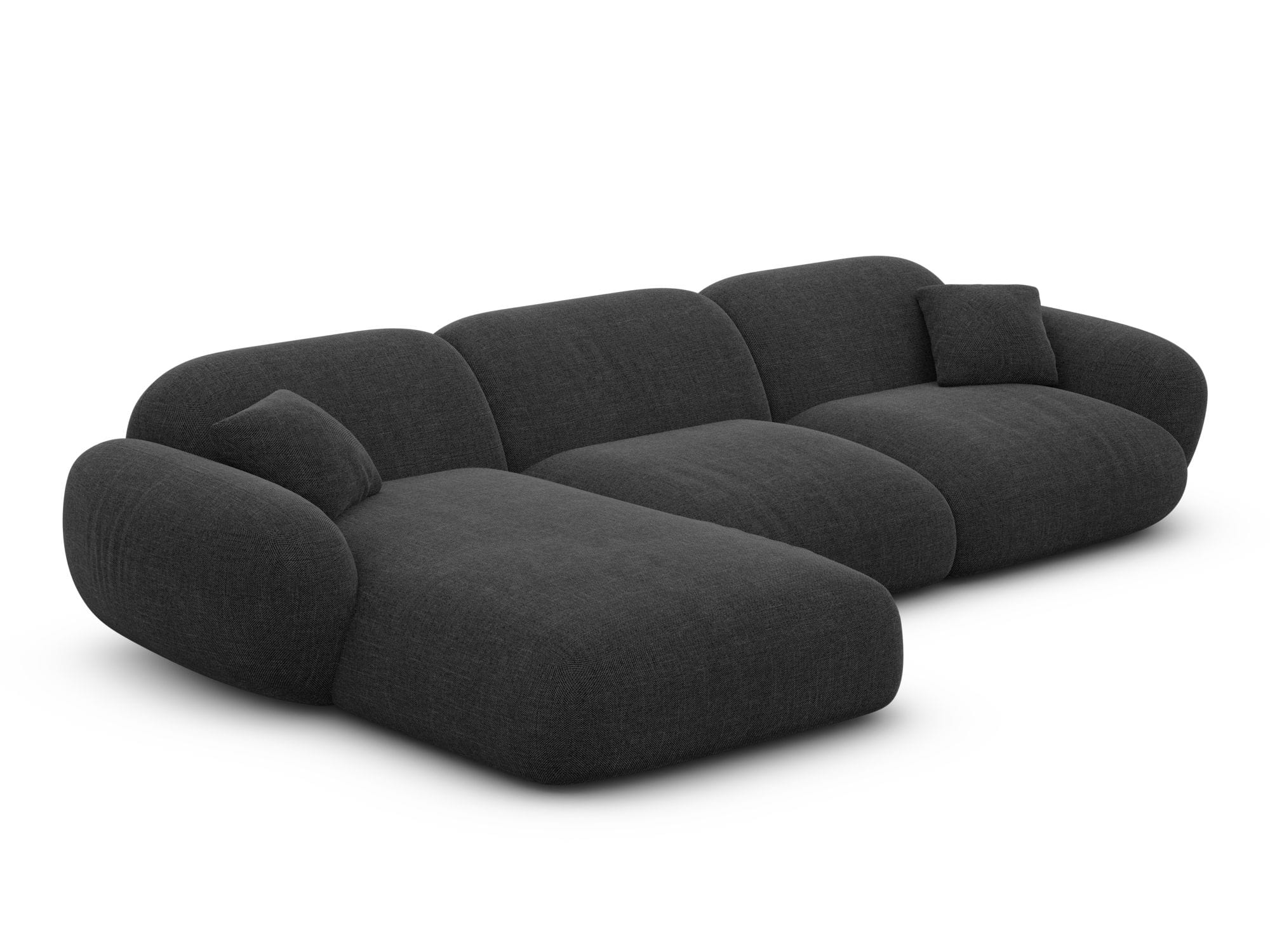 Ecksofa Alcazar L-Form aus Stoff Kurz Schwarz