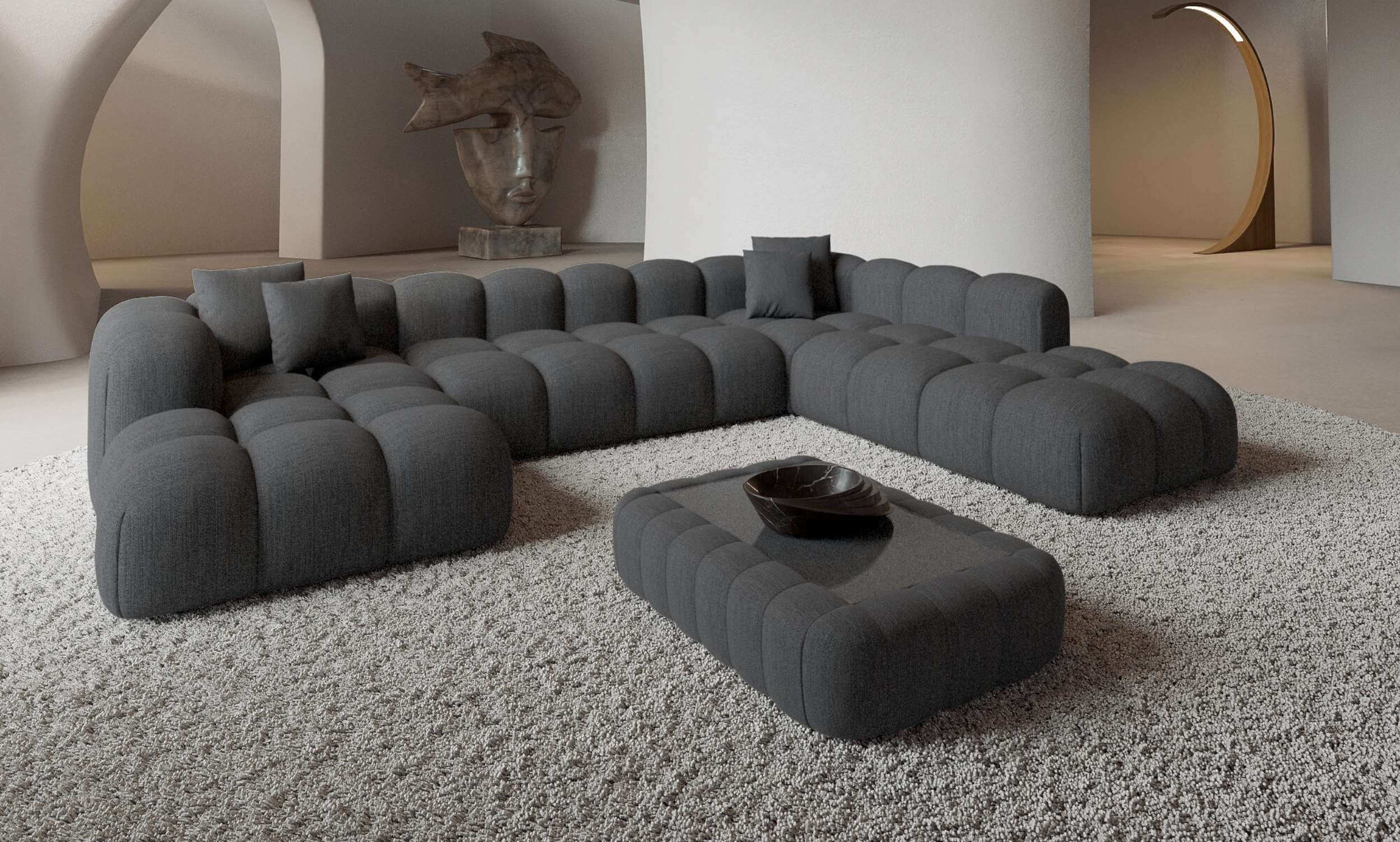 Wohnlandschaft Formentera XXL in Samtstoff beige