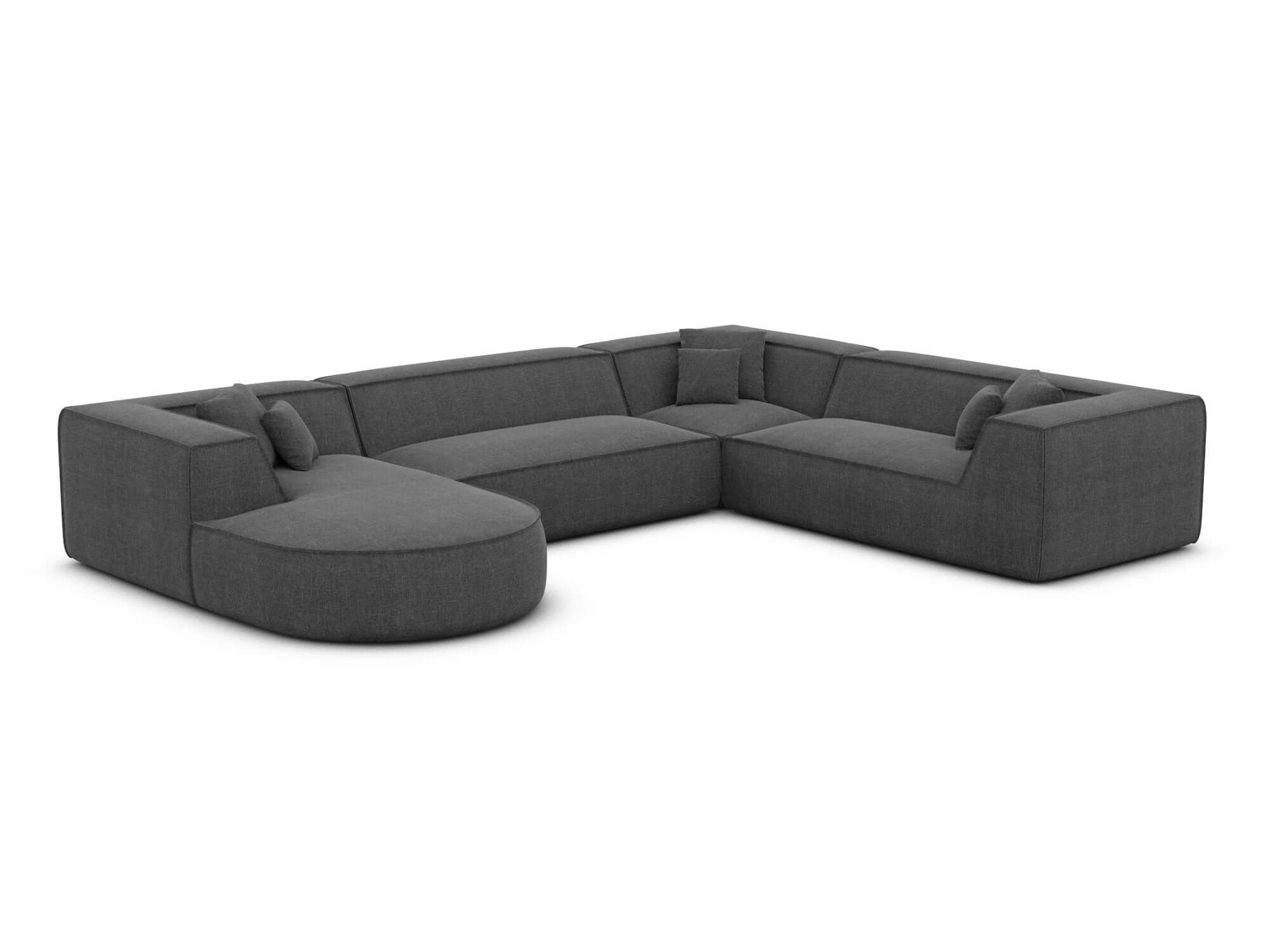 XXL Wohnlandschaft Monterola U-Form aus Stoff Anthrazit