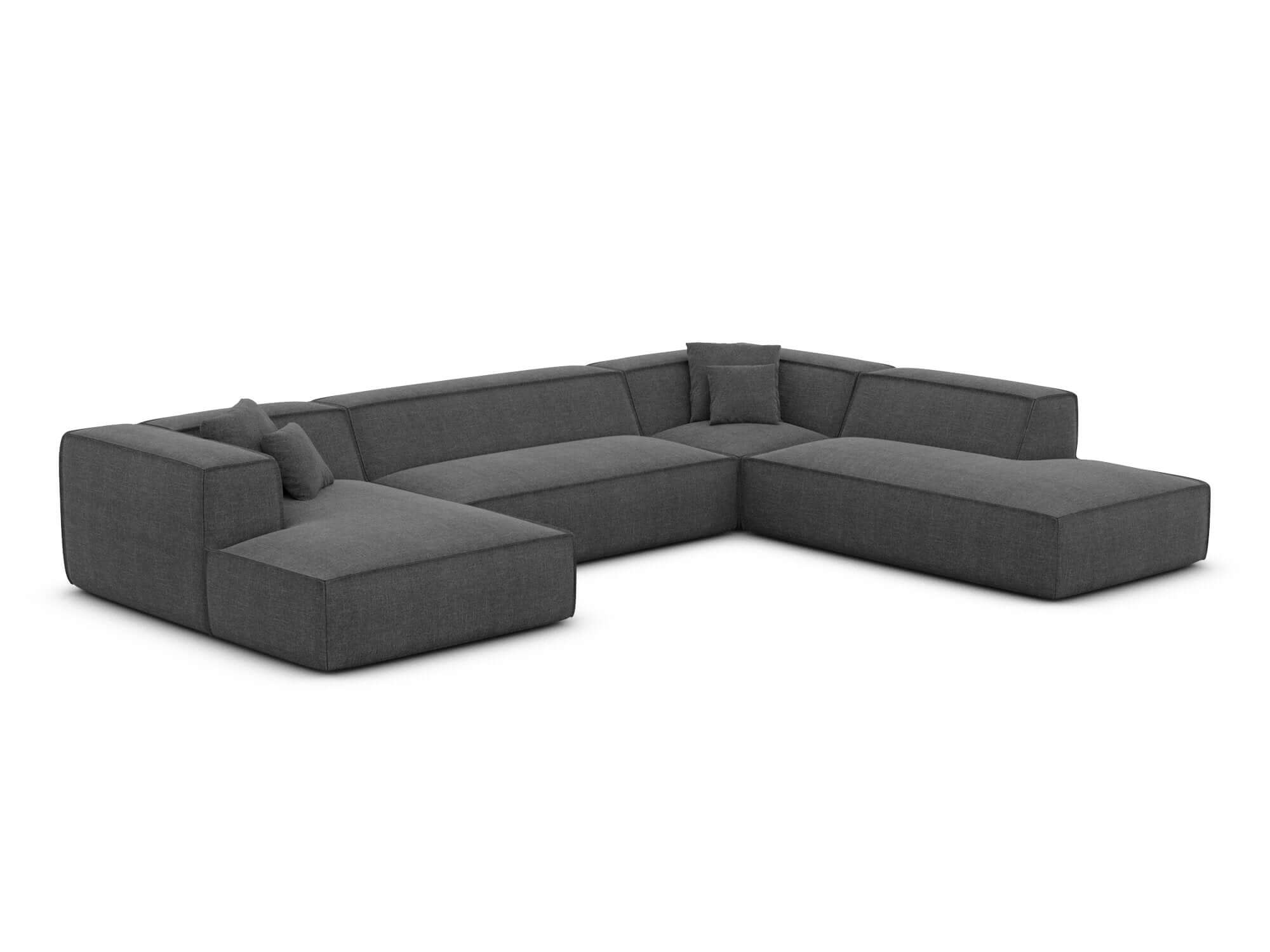 Wohnlandschaft Liranda Lounge U-Form aus Stoff Anthrazit