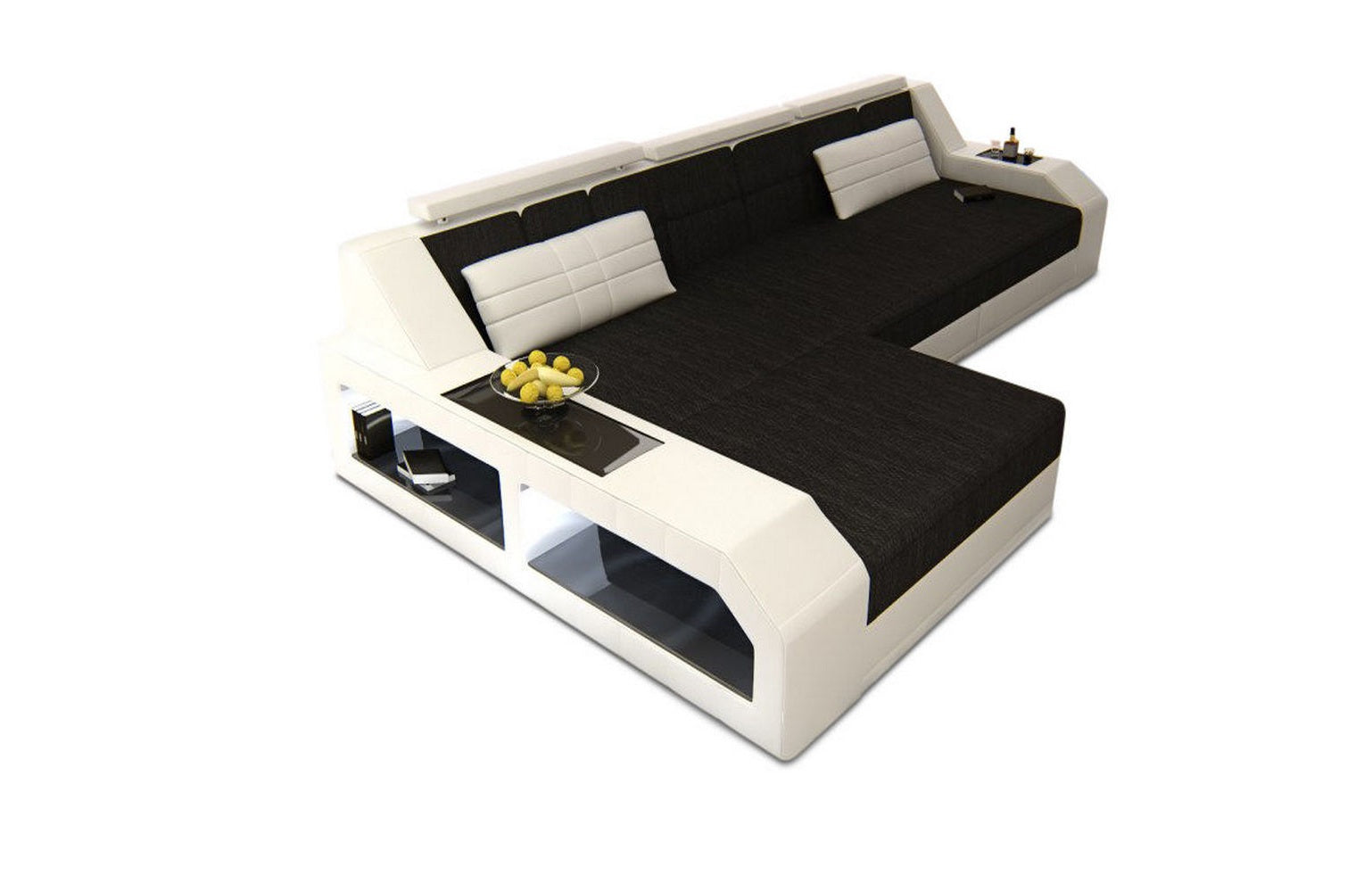 Polster-Couch Arezzo L-Form mit LED-Beleuchtung