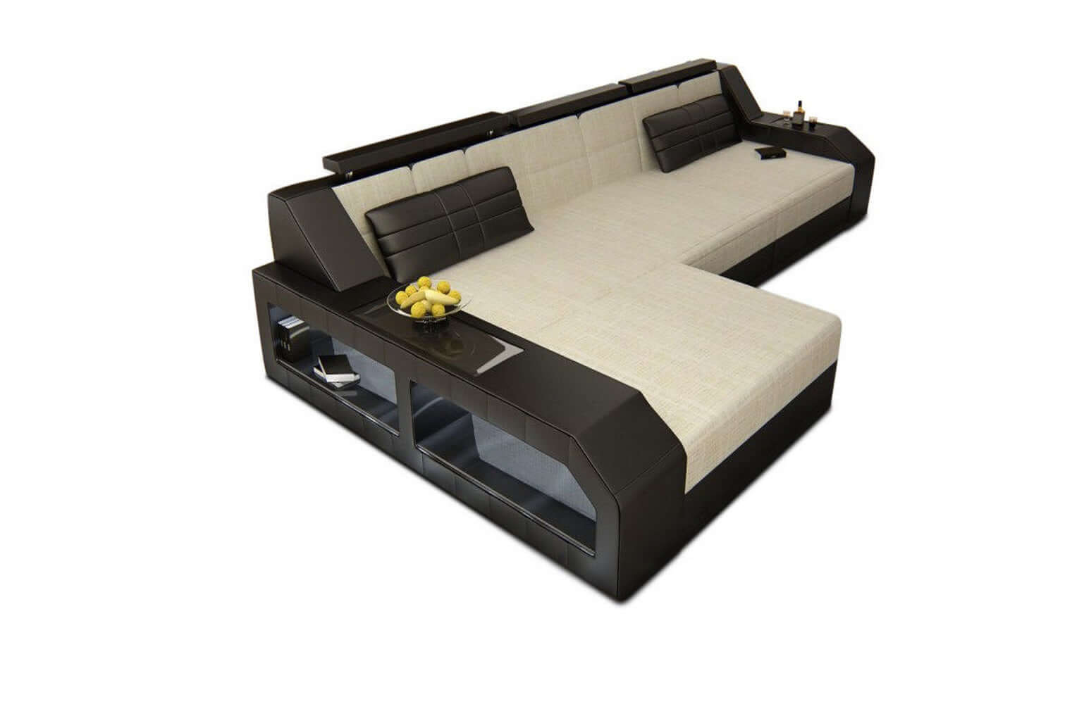 Ecksofa Arezzo L Form aus Stoff macchiato-schwarz
