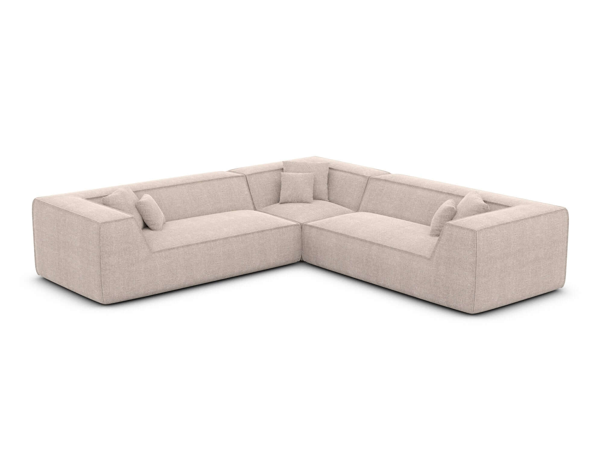 Ecksofa Monterola L-Form aus Stoff Beige