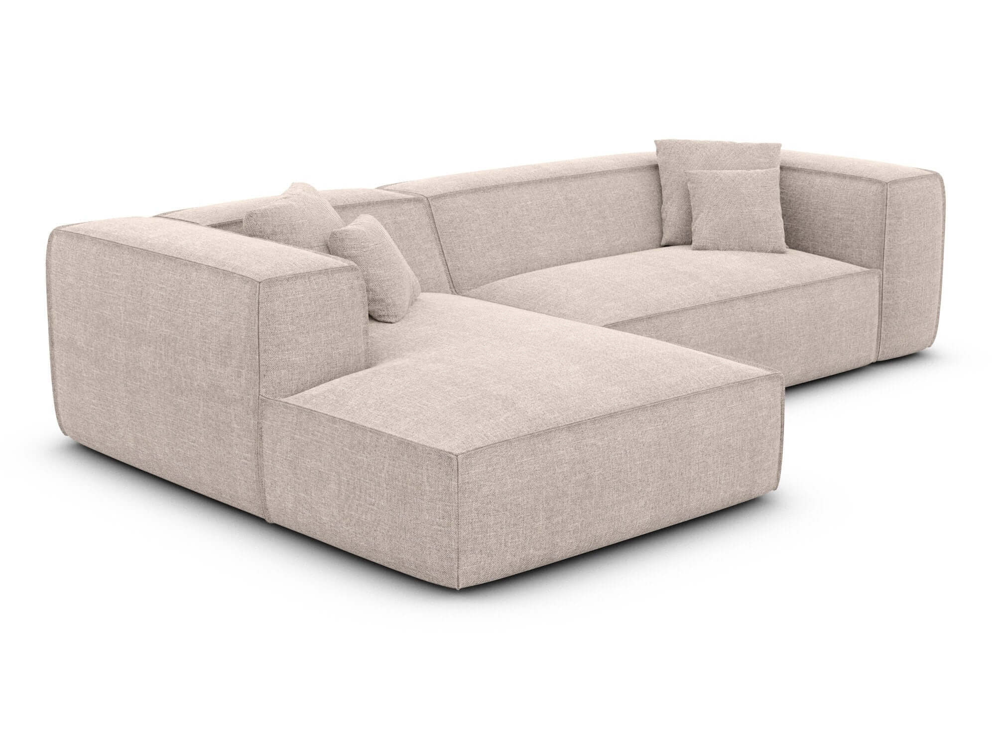 Ecksofa Liranda L-Form aus Stoff Beige