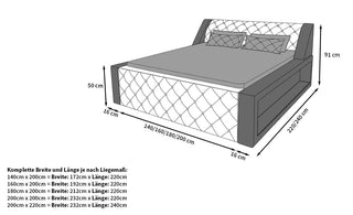 Wasserbett Arezzo mit LED und markanten Linien Beige-Weiß