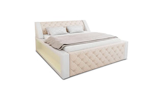 Wasserbett Arezzo mit LED und markanten Linien Beige-Weiß