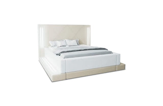 Wasserbett Casoria mit LED und moderner Polsterung Beige-Weiß