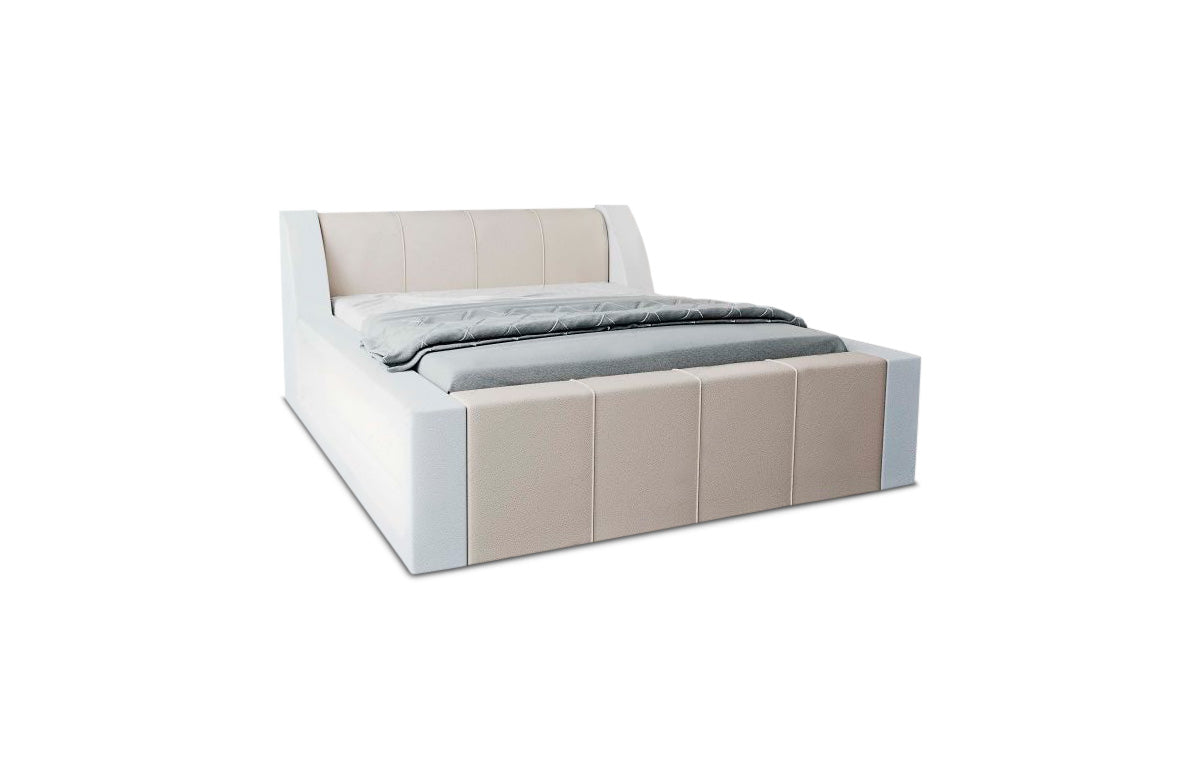 Wasserbett Fermo mit LED und markanter Struktur Beige-Weiß