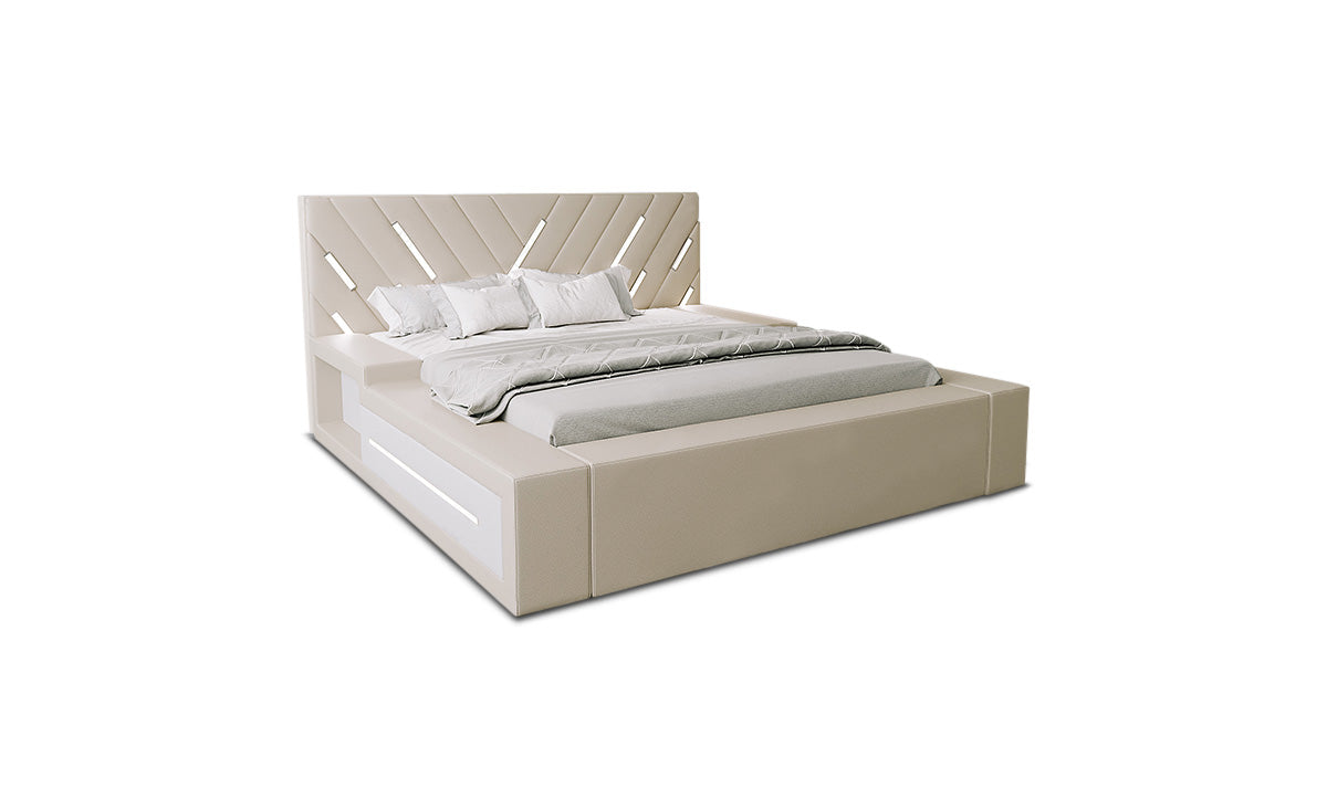Wasserbett Contrada mit LED und zweifarbigem Design Beige-Weiß