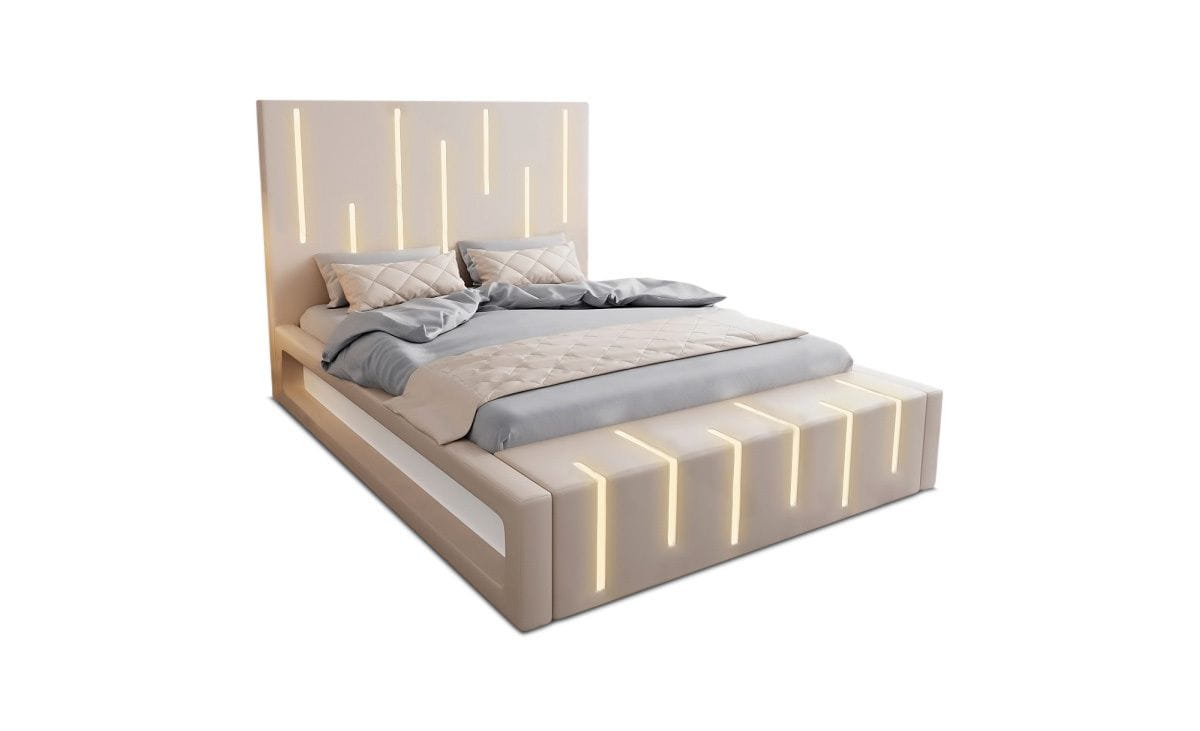 Bettgestell Milona Designerbett Beige-Weiß