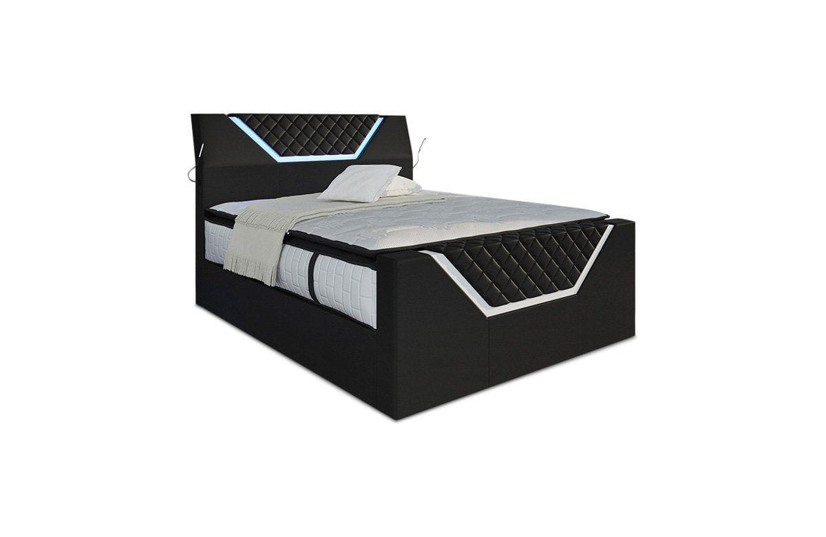 Boxspringbett Nantes Schwarz-Weiß – Freisteller