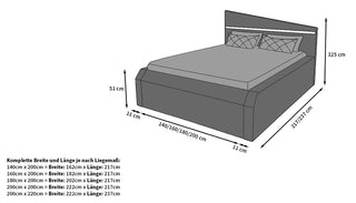 Wasserbett Nelassa mit LED im Kopfteil Beige