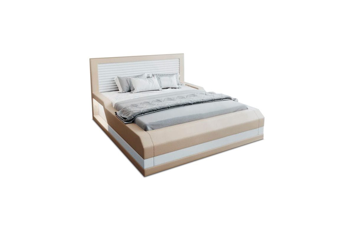 Wasserbett Treviso mit LED und klarer Linienführung Beige-Weiß