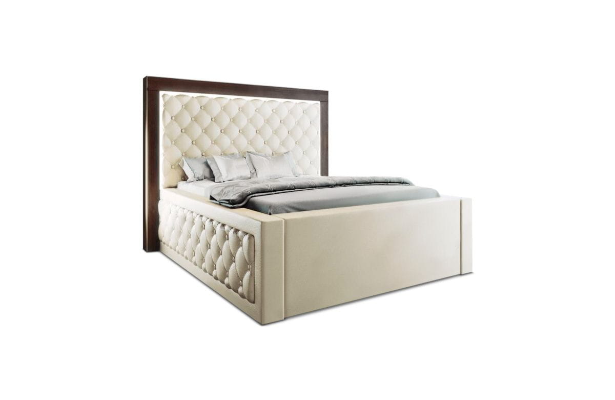 Wasserbett Varese mit Steppung und LED-Kopfteil Beige