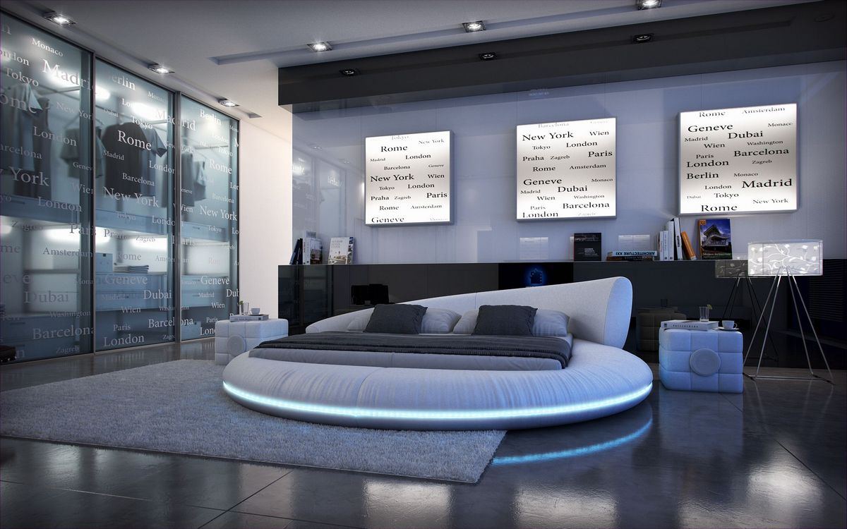 Design Rundbett Mezzo – Modernes Schlafzimmer in Komplett Weiß für Schlafzimmer