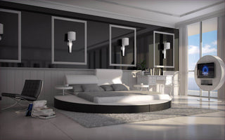 Wasserbett Rundbett Napoli – Modern und Komfortabel in Weiß und Schwarz für Schlafzimmer