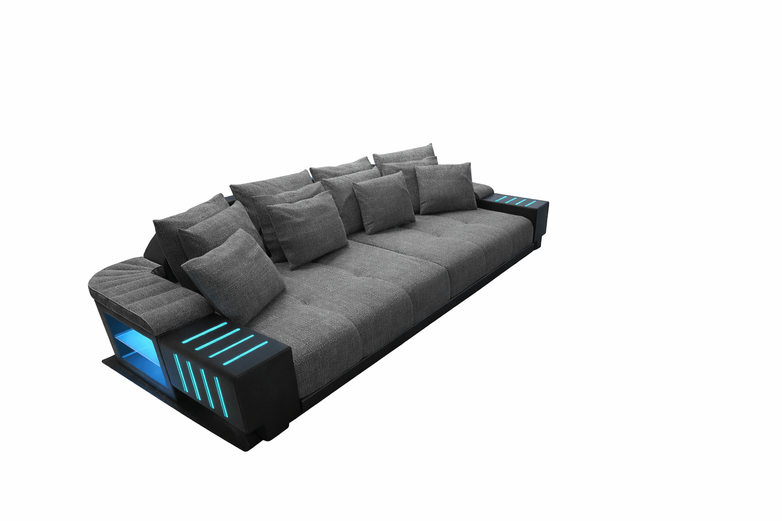 Big Sofa Bellagio im modernen Stoffbezug Grau-Schwarz
