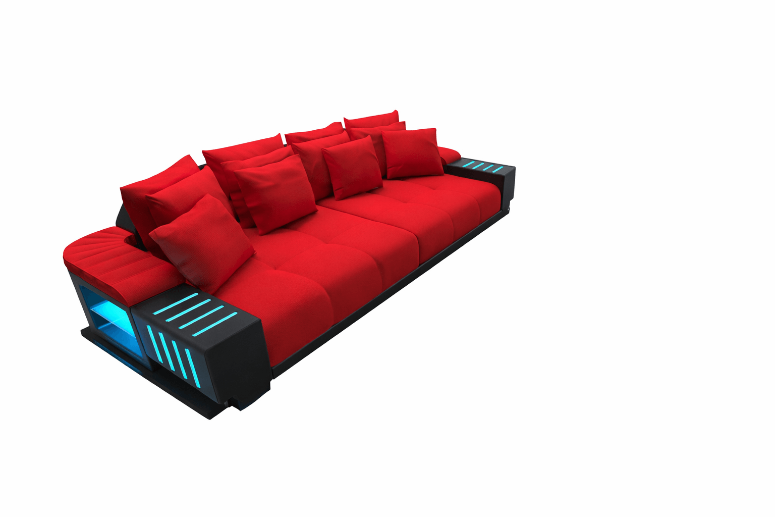 Big Sofa Bellagio im modernen Stoffbezug Rot-Schwarz