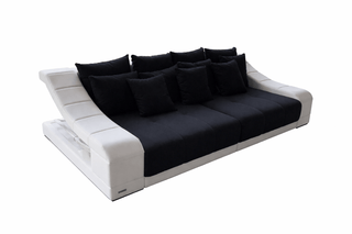 Big Sofa Turino in Stoff – Komfort & Design in Strukturstoff und der Farbe Schwarz und Weiß - Bild 2
