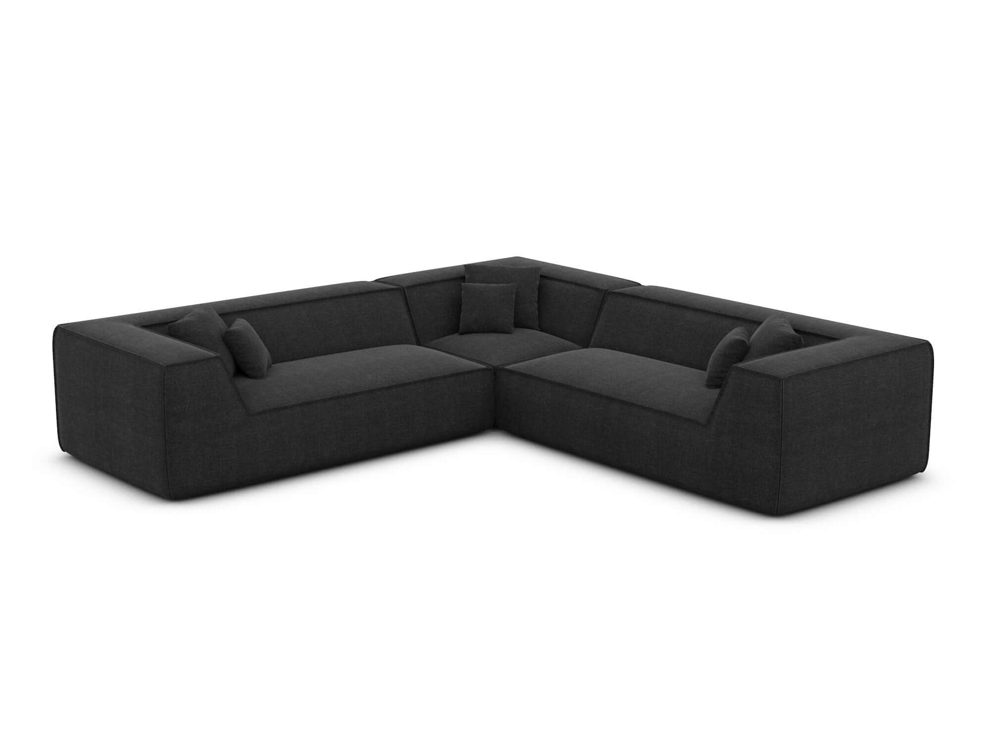 Ecksofa Monterola L-Form aus Stoff Schwarz
