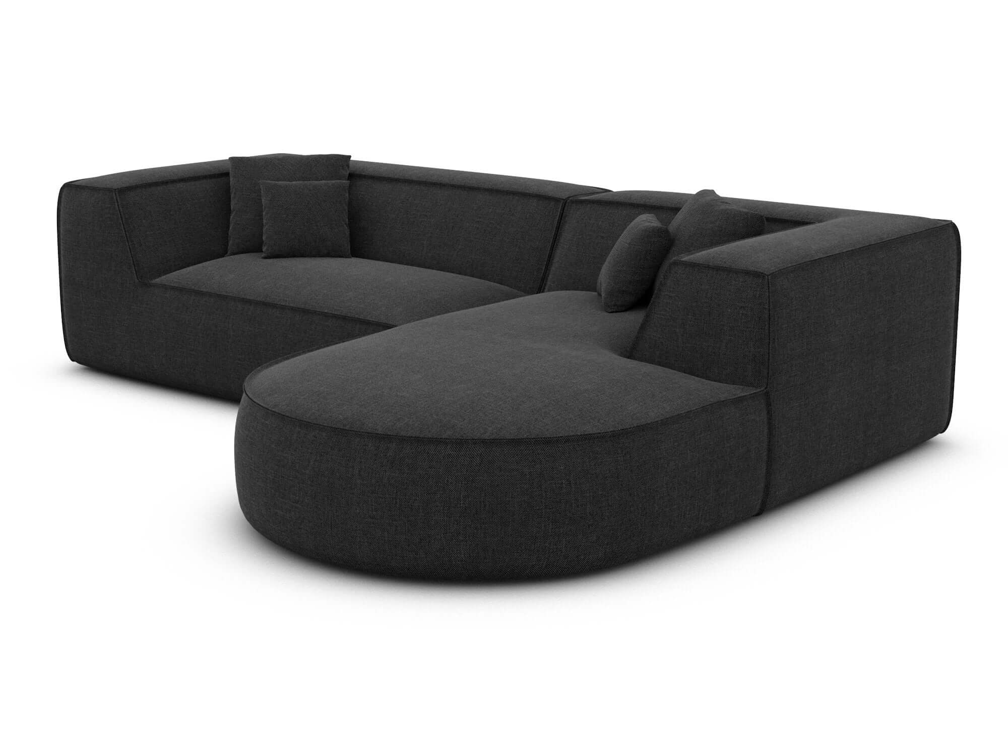 Stoff Ecksofa Monterola L-Form Schwarz