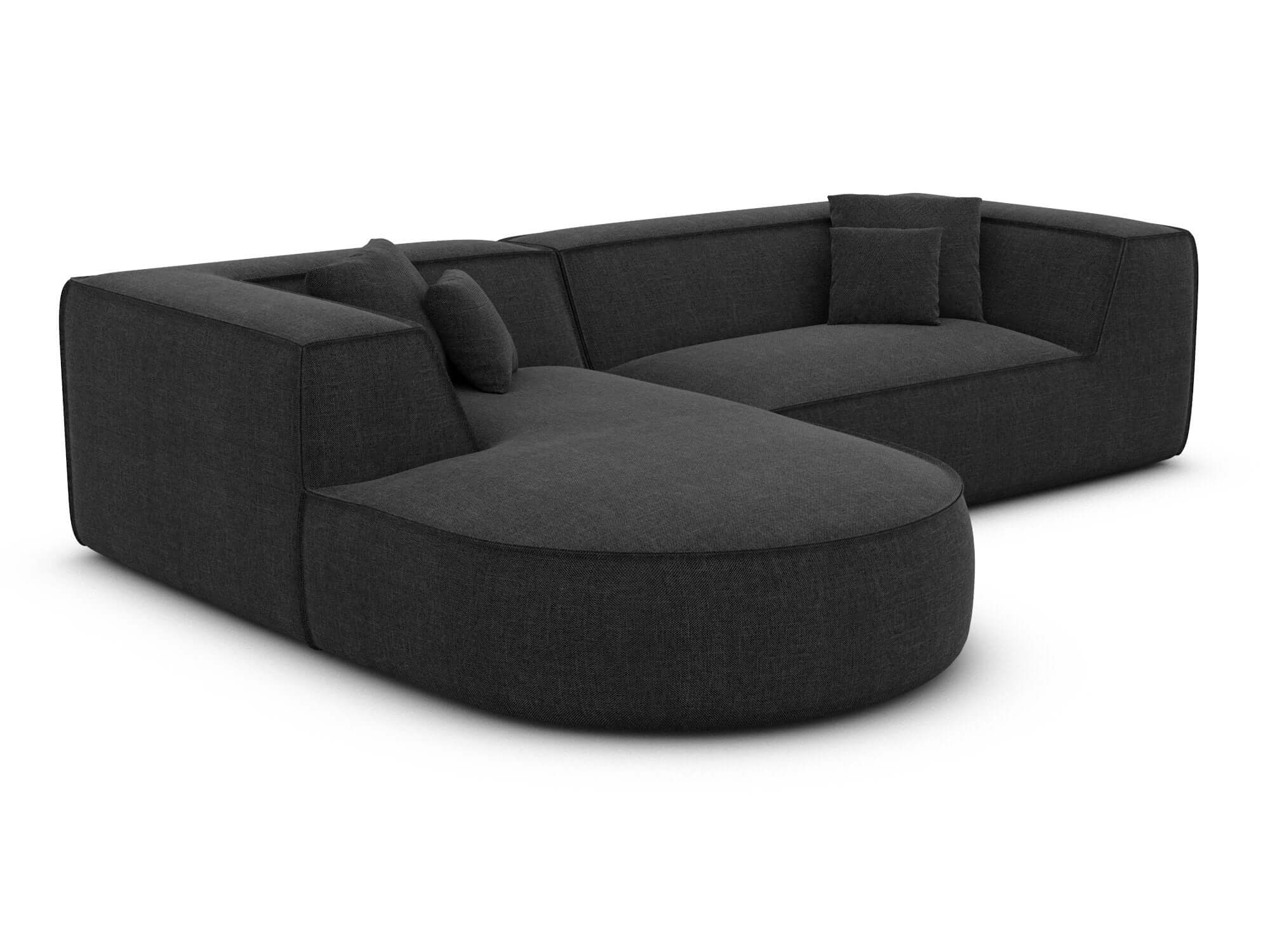 Stoff Ecksofa Monterola L Form schwarz