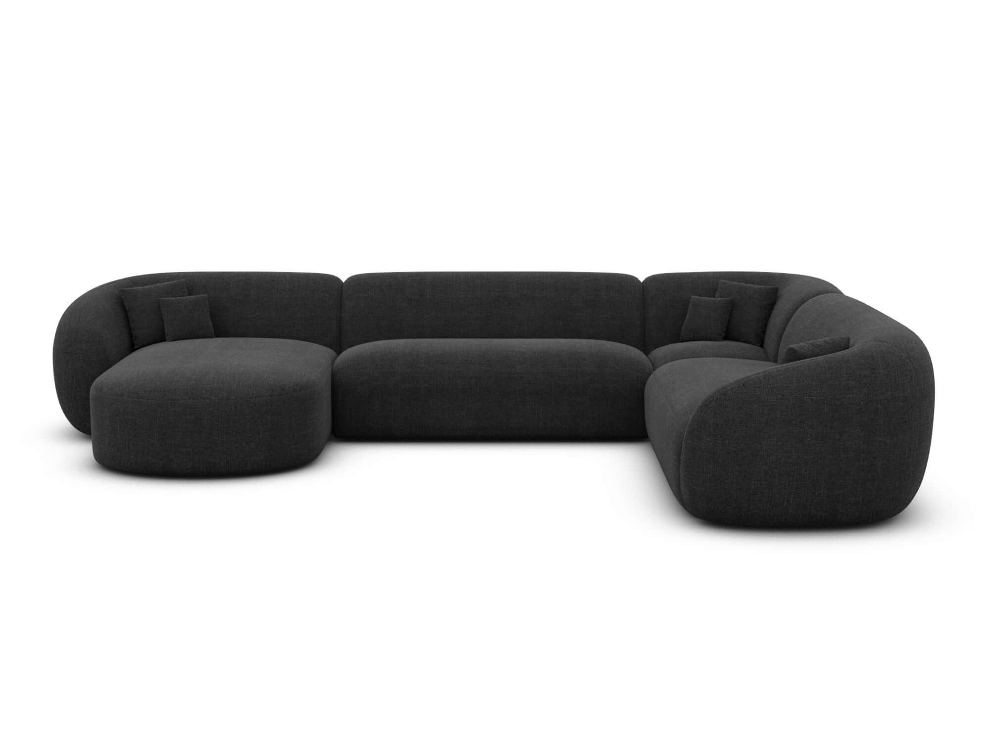 XXL Wohnlandschaft Sorelia U-Form aus Stoff schwarz