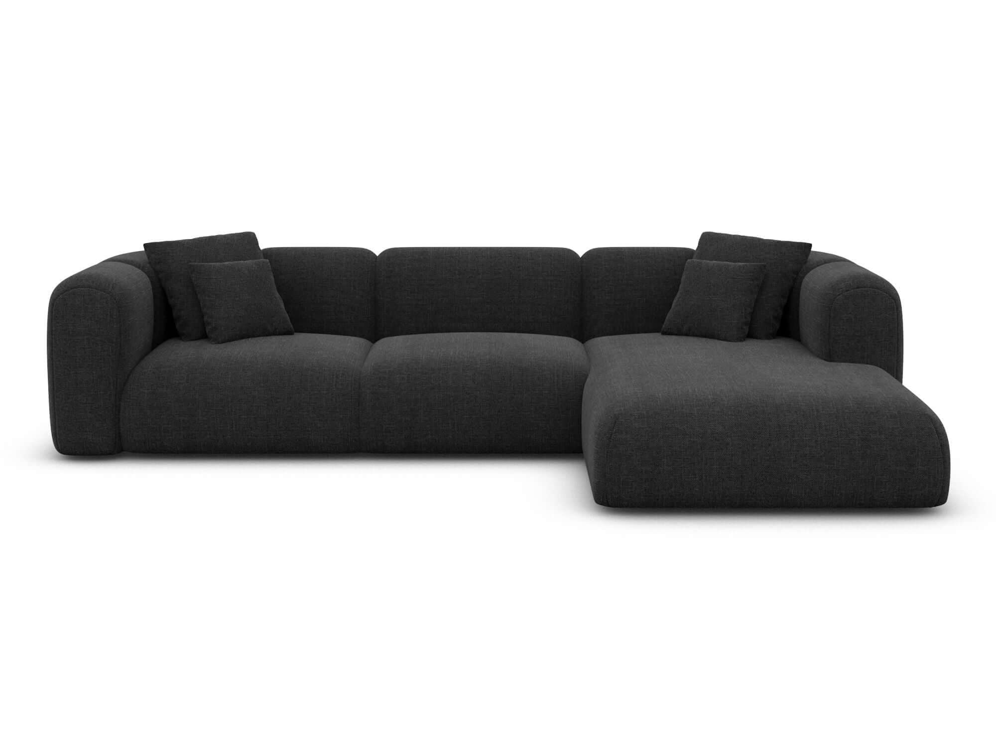 Ecksofa Venturia L-Form aus Stoff Schwarz