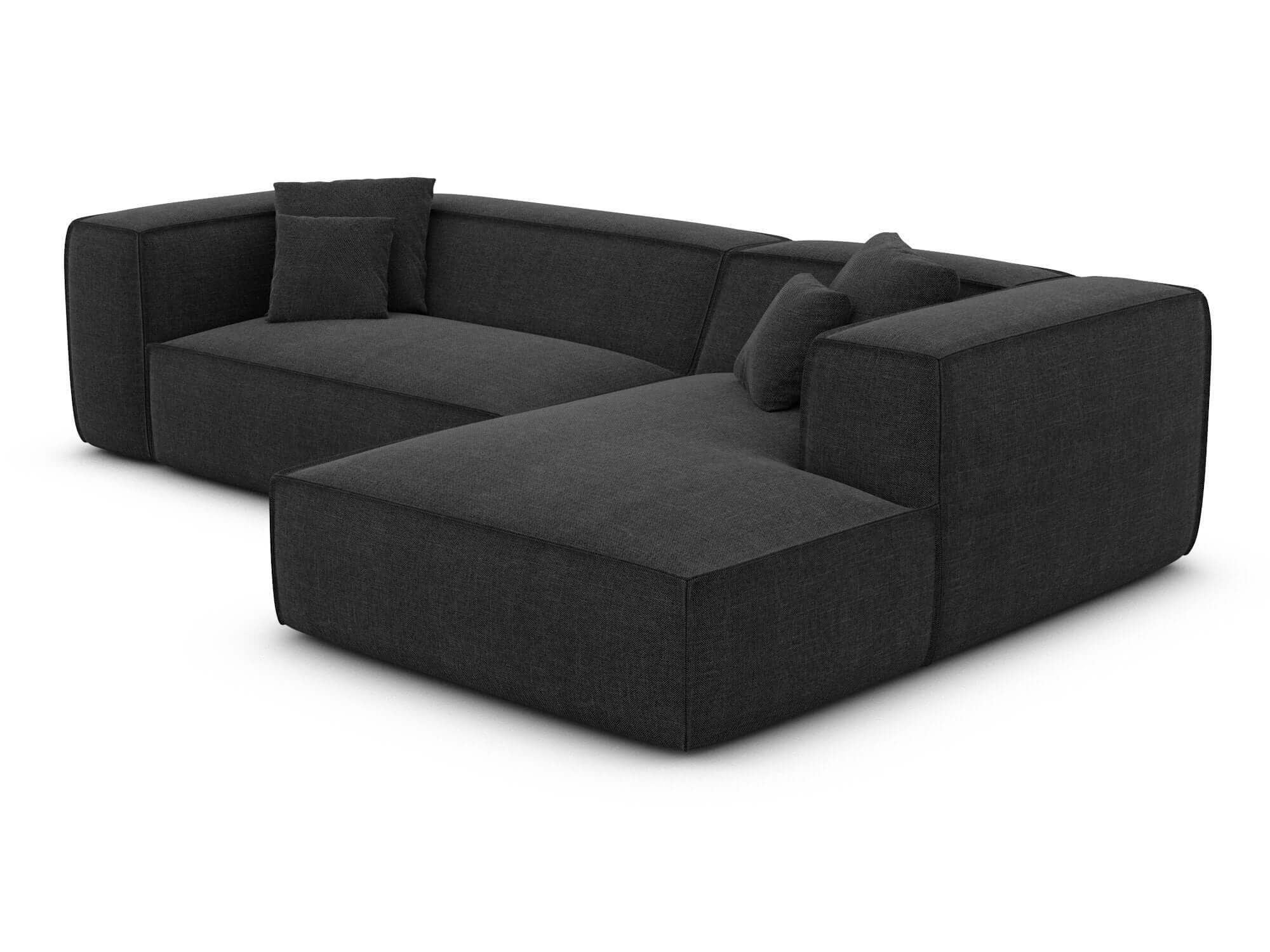 Ecksofa Liranda L-Form aus Stoff Schwarz