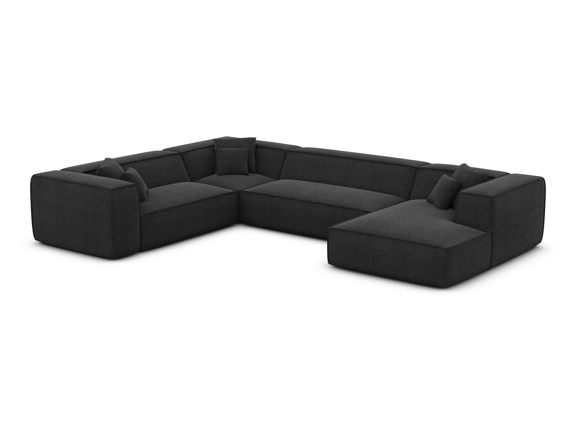 Wohnlandschaft Liranda XXL U-Form in Stoff Schwarz
