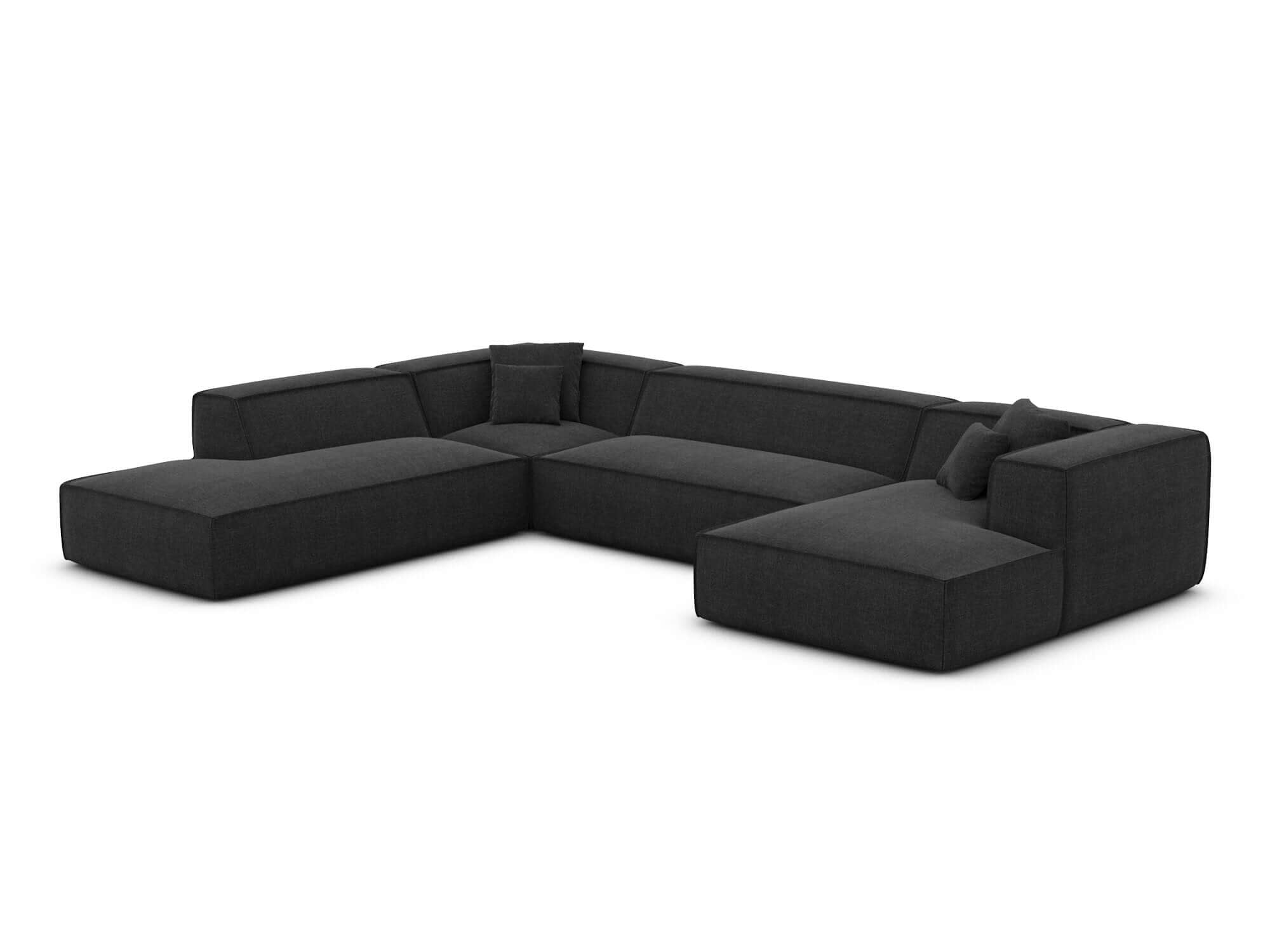 Wohnlandschaft Liranda Lounge U-Form aus Stoff Schwarz