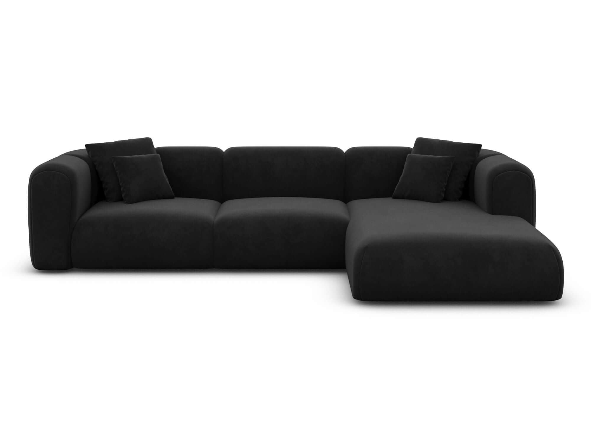 Ecksofa Venturia L Form aus Stoff schwarz