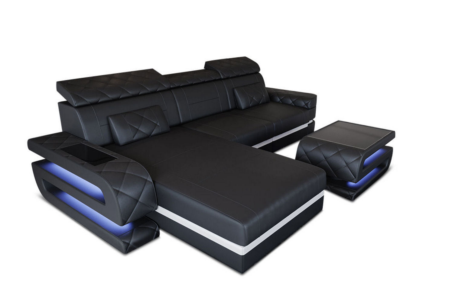 Ecksofa Bologna aus Leder – Luxus & Komfort schwarz-weiß