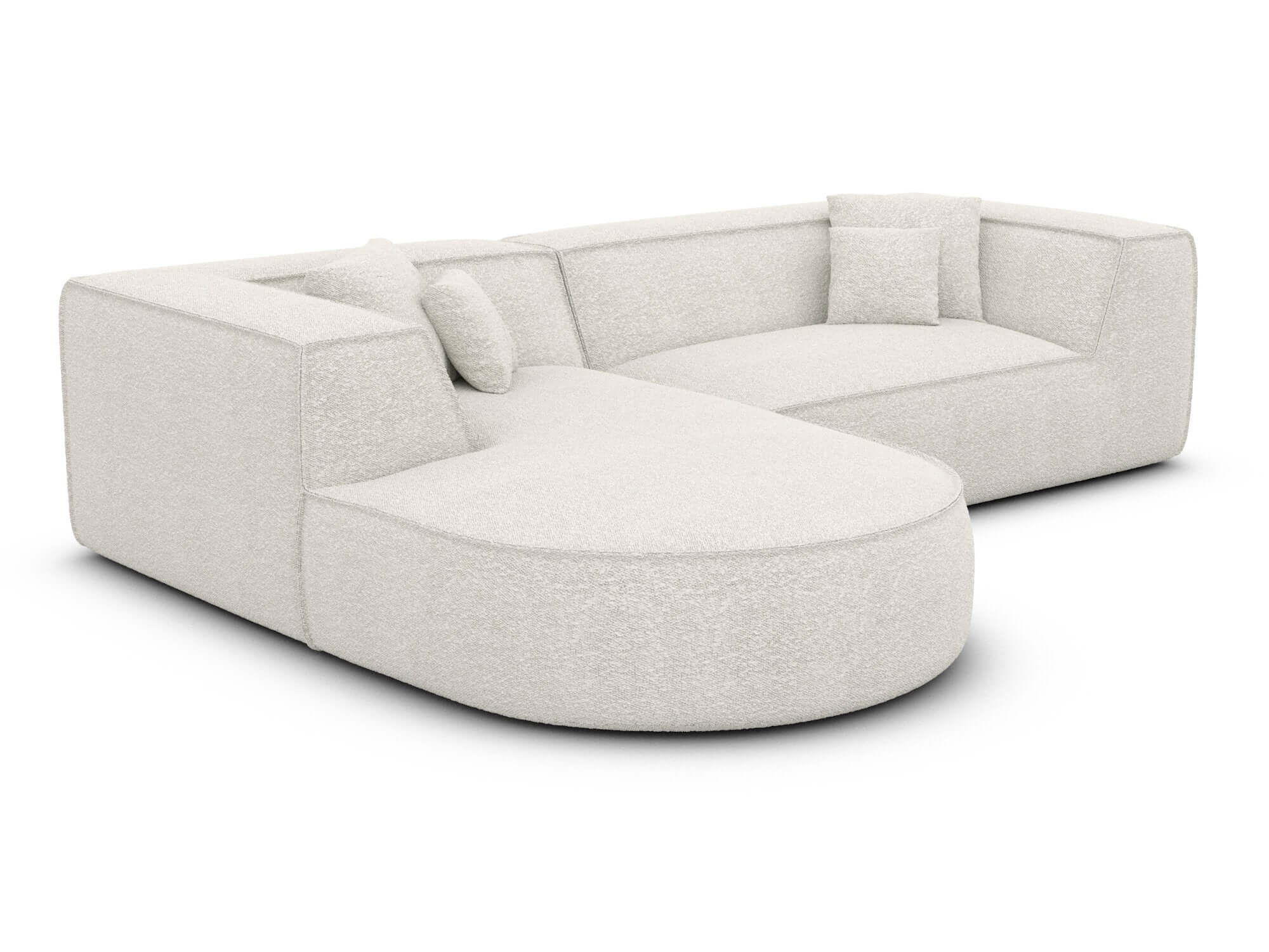 Stoff Ecksofa Monterola L-Form Weiß