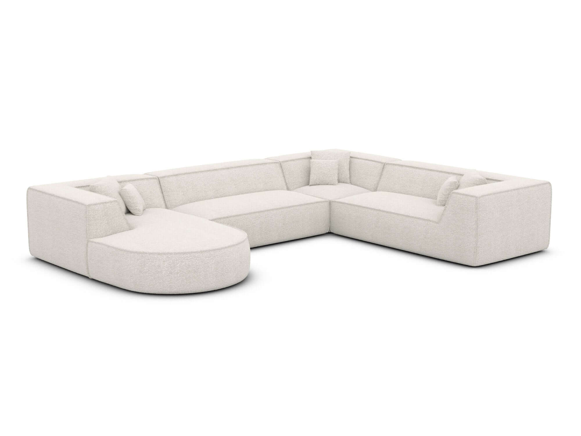 XXL Wohnlandschaft Monterola U-Form aus Stoff Weiß