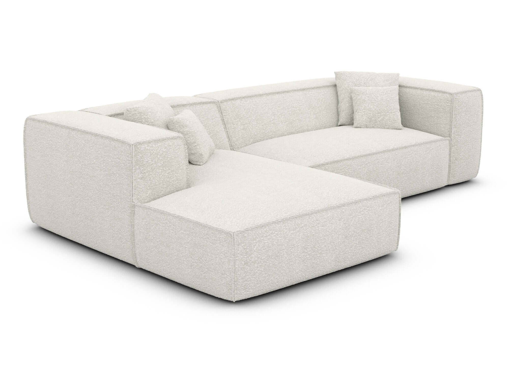 Ecksofa Liranda L-Form aus Stoff Weiß