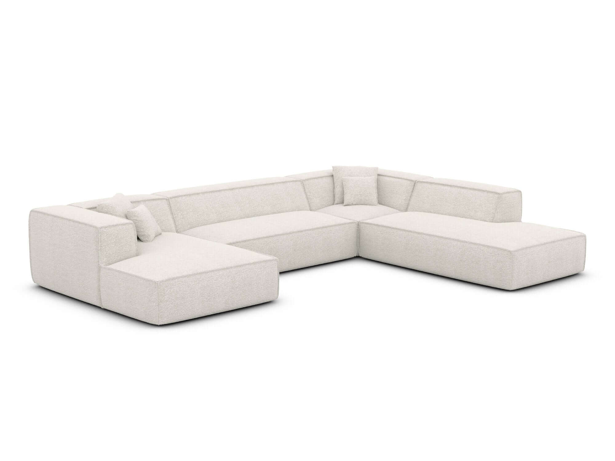 Wohnlandschaft Liranda Lounge U-Form aus Stoff Weiß