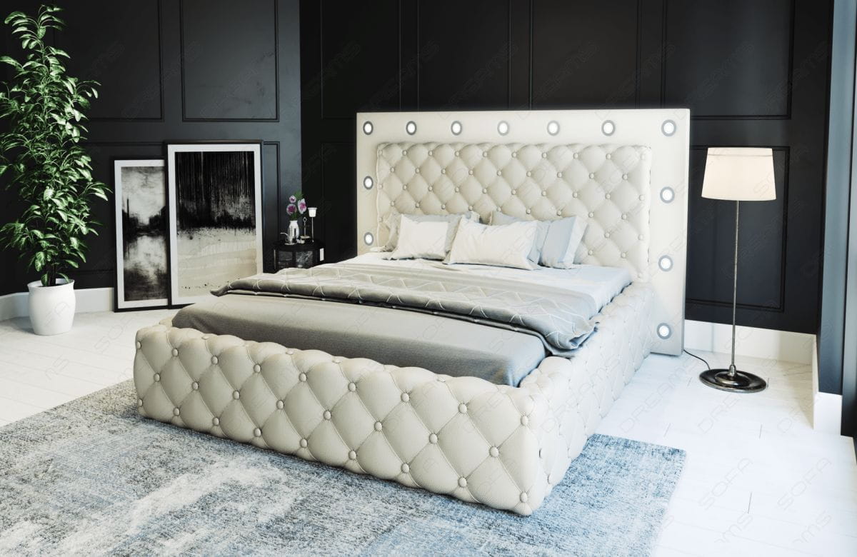 Wasserbett Alessandria mit Steppung und LED-Spots Beige