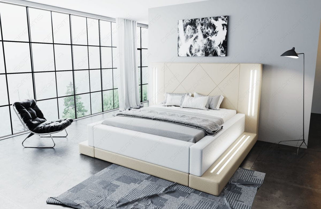 Wasserbett Casoria mit LED und moderner Polsterung