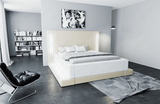 Wasserbett Casoria mit LED und moderner Polsterung Beige-Weiß