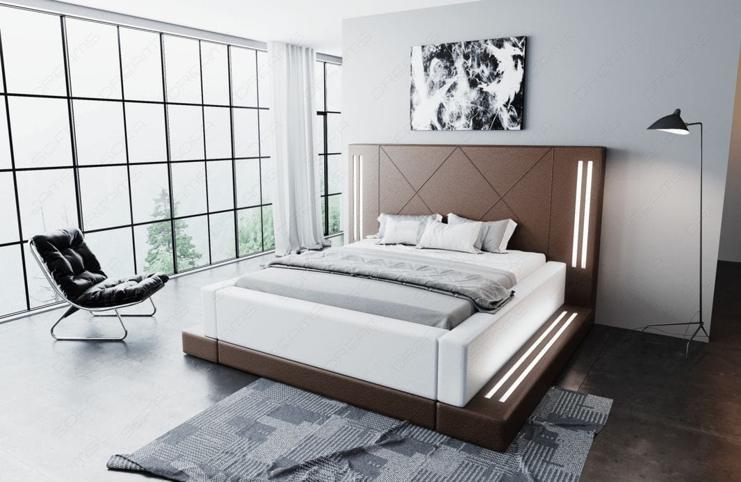 Wasserbett Casoria mit LED und moderner Polsterung